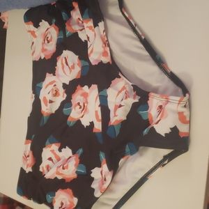 High waisted floral swim bottom